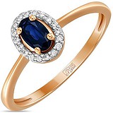 Женское золотое кольцо с бриллиантами и сапфиром, 1624530