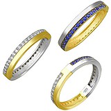 Женское золотое кольцо с сапфирами и бриллиантами, 1701330