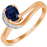 Женское золотое кольцо с бриллиантами и сапфиром, 1711826