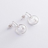 Срібні сережки зі штучн. перлами, 1727954