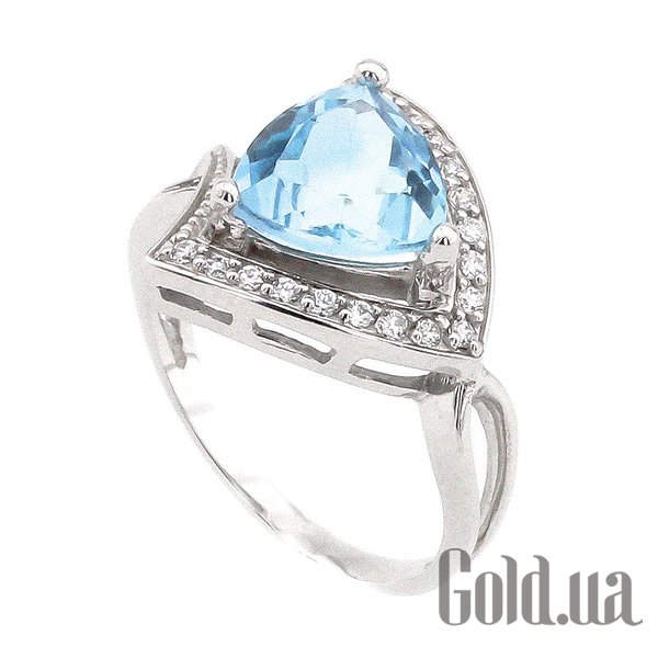 

Кольцо Украина, Женское золотое кольцо с топазом и куб. циркониями, 16