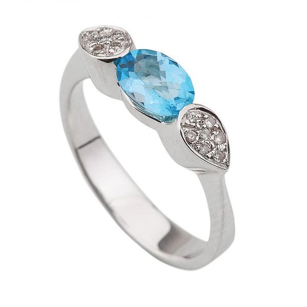 Женское золотое кольцо с бриллиантами и топазом