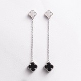 Серебряные серьги с ониксами и перламутром, 1796306