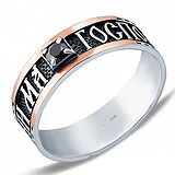 Мужское серебряное кольцо с куб. цирконием в позолоте, 874962