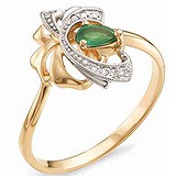 Женское золотое кольцо с бриллиантами и изумрудом, 1554131