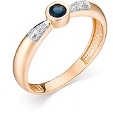 Женское золотое кольцо с бриллиантами и сапфиром, 1606355
