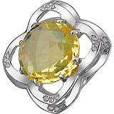 Женское серебряное кольцо с куб. циркониями и цитрином, 1613779