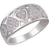 Серебряное кольцо с куб. циркониями, 1615059