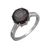Женское серебряное кольцо с куб. циркониями и раухтопазом, 1616851