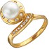 Женское золотое кольцо с куб. циркониями и культив. жемчугом - фото 1