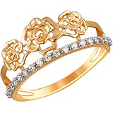 Женское золотое кольцо с куб. циркониями, 1654739