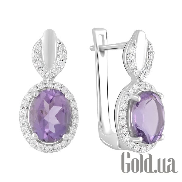 

Серьги Fresh Jewelry, Серебряные серьги с куб. циркониями и аметистами