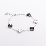 Женский серебряный браслет с ониксами и перламутром, 1796307