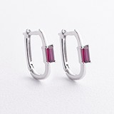 Срібні сережки з синт. рубінами, 1796563