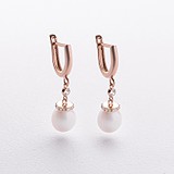 Золоті сережки з куб. цирконіями та культив. перлами