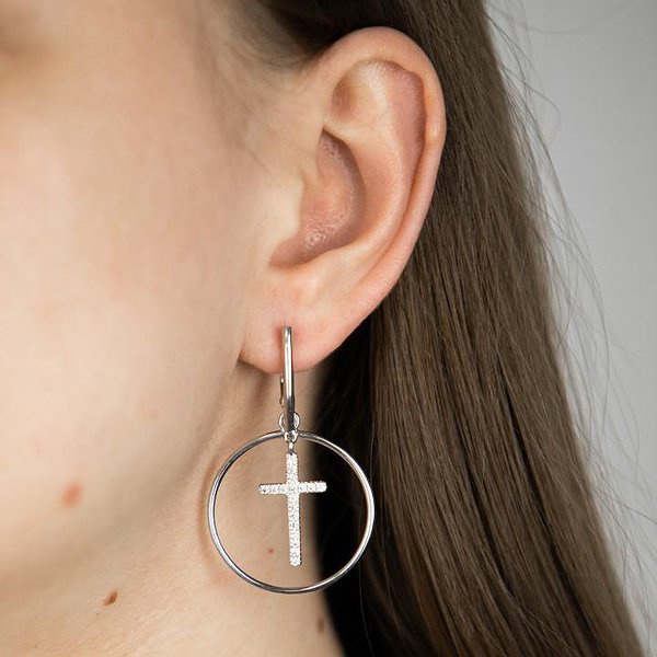 Серебряные серьги с куб. циркониями DIA121200-4 – изображение 2