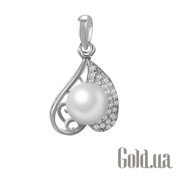 

Кулоны-сердечки Lurie Jewelry, Серебряный кулон с жемчугом и куб. циркониями