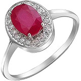 Женское серебряное кольцо с куб. циркониями и рубином, 1616340