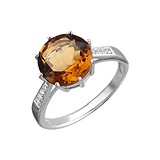 Женское серебряное кольцо с кварцем и куб. циркониями, 1616852