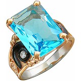 Женское серебряное кольцо с кристаллом Swarovski и куб. циркониями в позолоте, 1617364