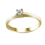 Золотое кольцо с бриллиантом 0,10 карат, 1657556