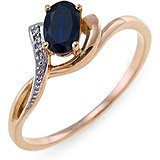 Женское золотое кольцо с бриллиантами и сапфиром, 1691604