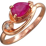 Женское золотое кольцо с рубином и бриллиантом, 1701332