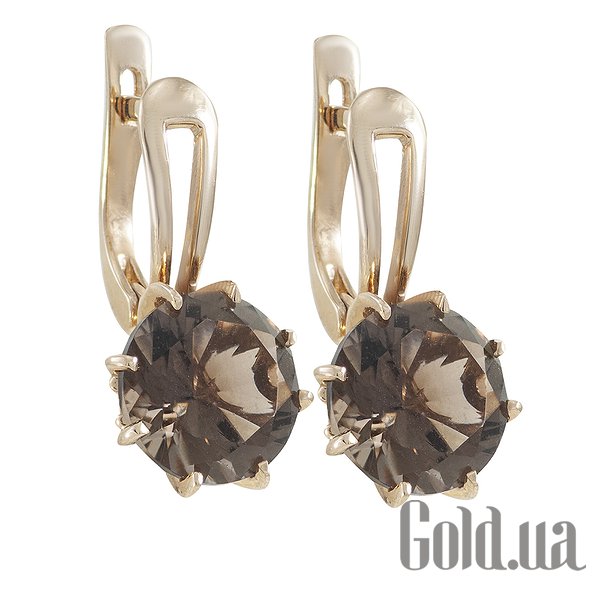 

Серьги Украина, Золотые серьги с дымчатыми кварцами