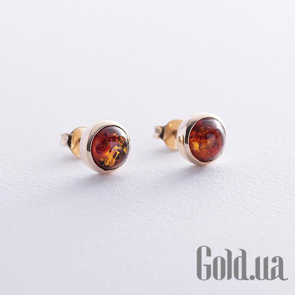 

Серьги-гвоздики Украина, Золотые серьги с янтарем