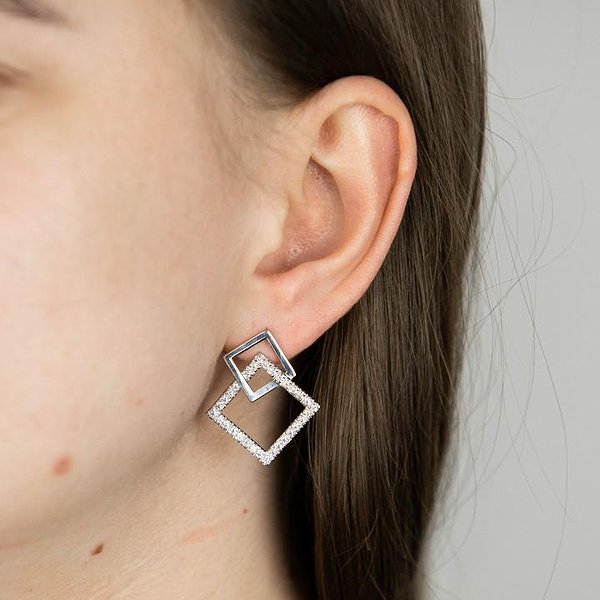 Серебряные серьги с куб. циркониями DIA121229-4 – изображение 2