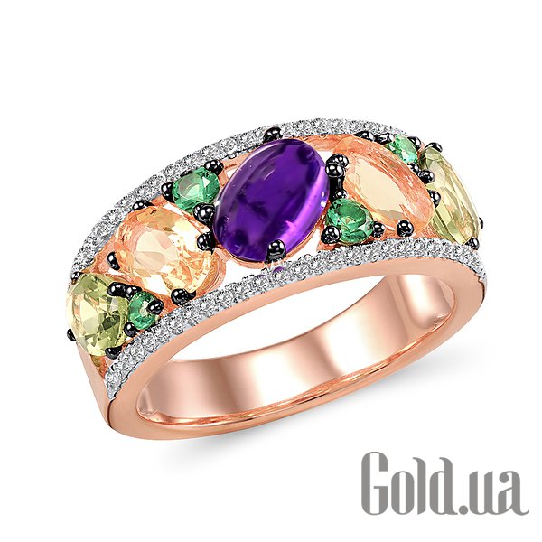 

Кольцо Lurie Jewelry, Женское золотое кольцо с бриллиантами, аметистом, цитринами, гранатами и перидотом, 18