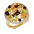 Женское золотое кольцо с бриллиантами и полудрагоценными камнями - фото 1