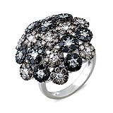 Женское золотое кольцо с бриллиантами и белыми сапфирами, 003028