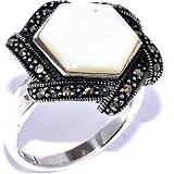 Silver Wings Женское серебряное кольцо с перламутром и марказитами, 1634517