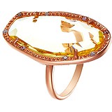 Женское серебряное кольцо с куб. циркониями и ювелирным стеклом в позолоте, 1669333