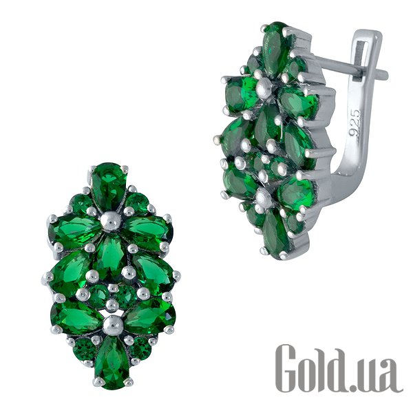 

Серьги Fresh Jewelry, Серебряные серьги с синт. изумрудами