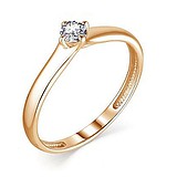 Золотое кольцо с бриллиантом, 1701077