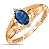 Женское золотое кольцо с бриллиантами и сапфиром, 1711829