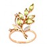 Женское золотое кольцо с хризолитами и куб. циркониями - фото 3