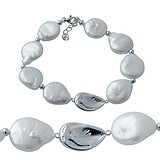 Жіночий Срібний браслет з культив. перлами, 1727189