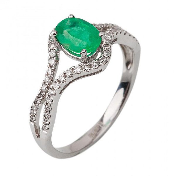 Женское золотое кольцо с бриллиантами и изумрудом