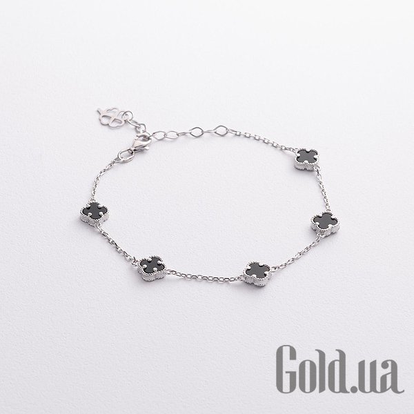 

Женские браслеты Украина, Женский серебряный браслет с ониксами, 17