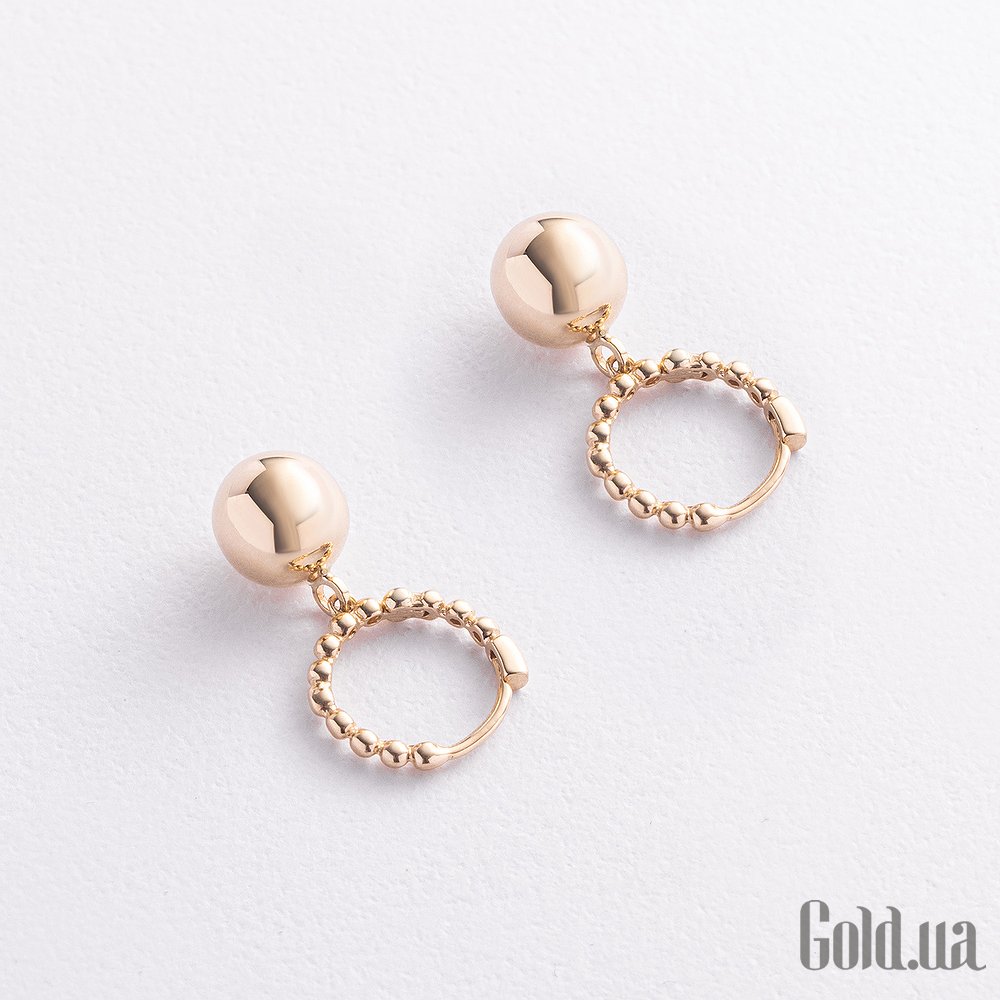 Серьги-конго из желтого золота с шариками onxс09795 – изображение 2