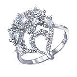 Женское серебряное кольцо с куб. циркониями, 1536982