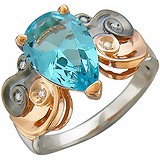 Жіноча срібна каблучка з кристалом Swarovski і куб. цирконіями в позолоті, 1617366