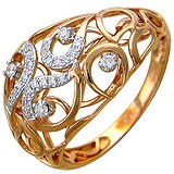 Жіноча золота каблучка з діамантами, 1619926