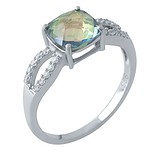 Женское серебряное кольцо с топазом и куб. циркониями, 1680086