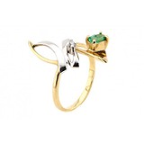 Женское золотое кольцо с изумрудом и бриллиантом, 1698006