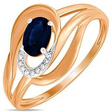 Женское золотое кольцо с бриллиантами и сапфиром, 1700822
