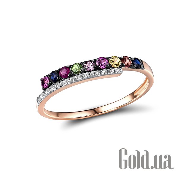 Купить Женское золотое кольцо с бриллиантами, сапфирами, рубином и гранатом